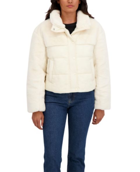 Женские куртки Sebby Collection Short Mix Media Puffer Jacket
