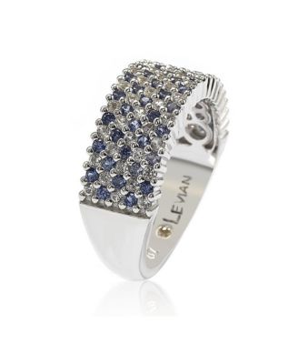 Suzy Levian Sterling Silver Sapphire & Created White Sapphire Half Band