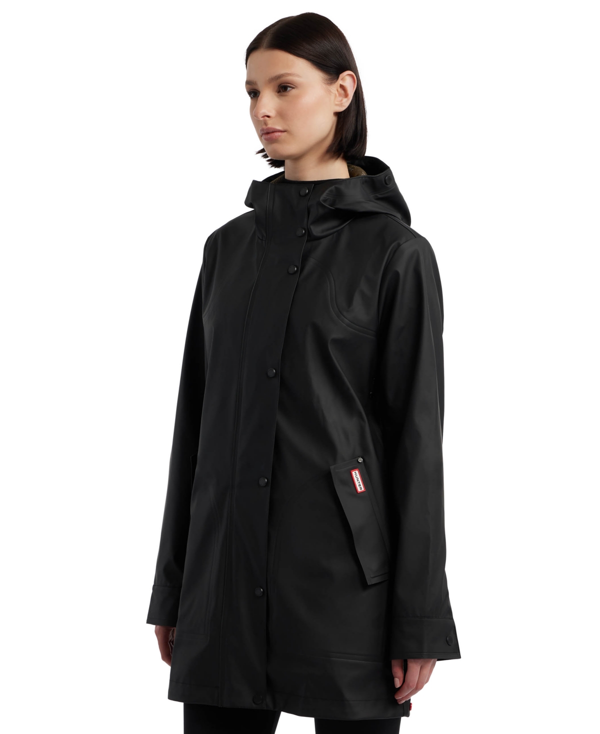 Hunter Acacia Waterproof Rubberized Raincoat In Black