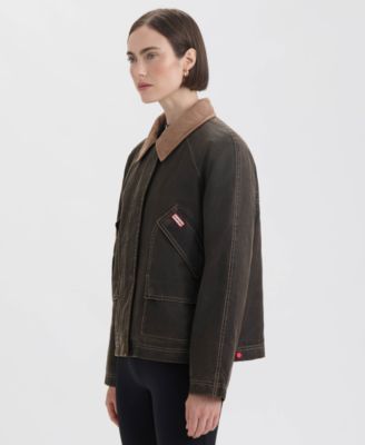 Women's Short Faux Fur-Lined Waxed Jacket
