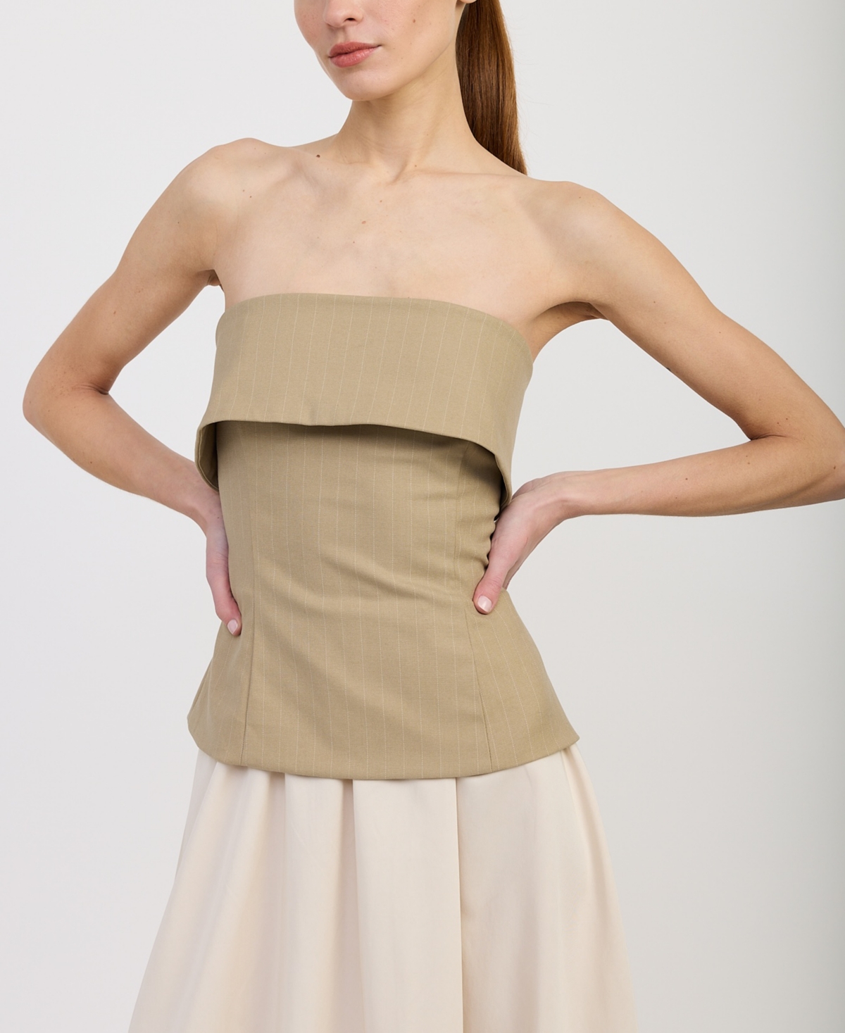 En Saison Women's Arden Mixed Media Strapless Sleeveless Dress In Brown