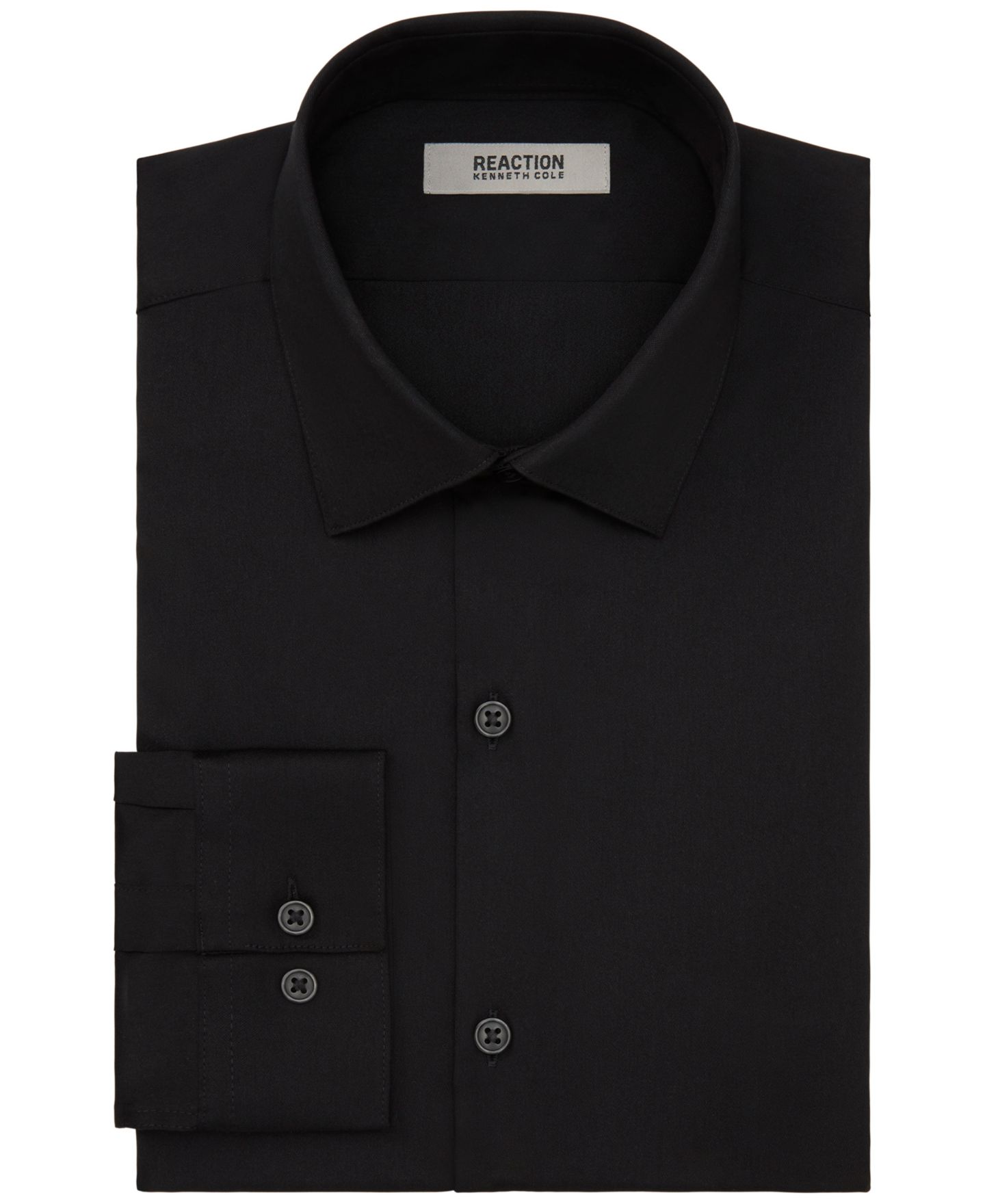 Мужская рубашка Kenneth Cole Reaction Techni-Cole, Slim Fit Shirt, Sateen Solid, цвет: Чёрный — фото 3