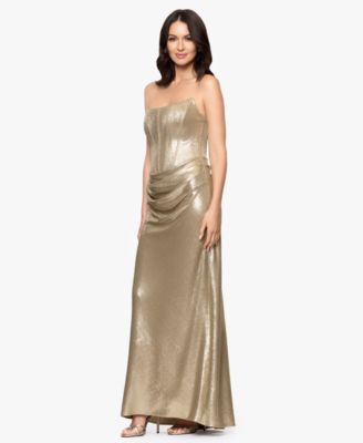Women's Shiny Foil Strapless Dress