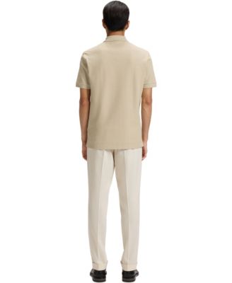 Men's Zip Placket Structured-Cotton Polo Shirt