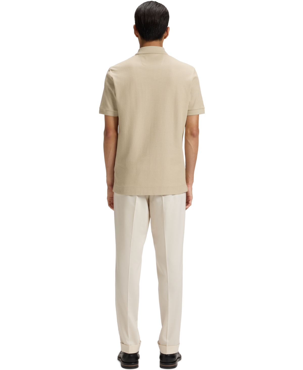 Hugo Boss Structured-cotton Polo Shirt With Zip Placket In Brown
