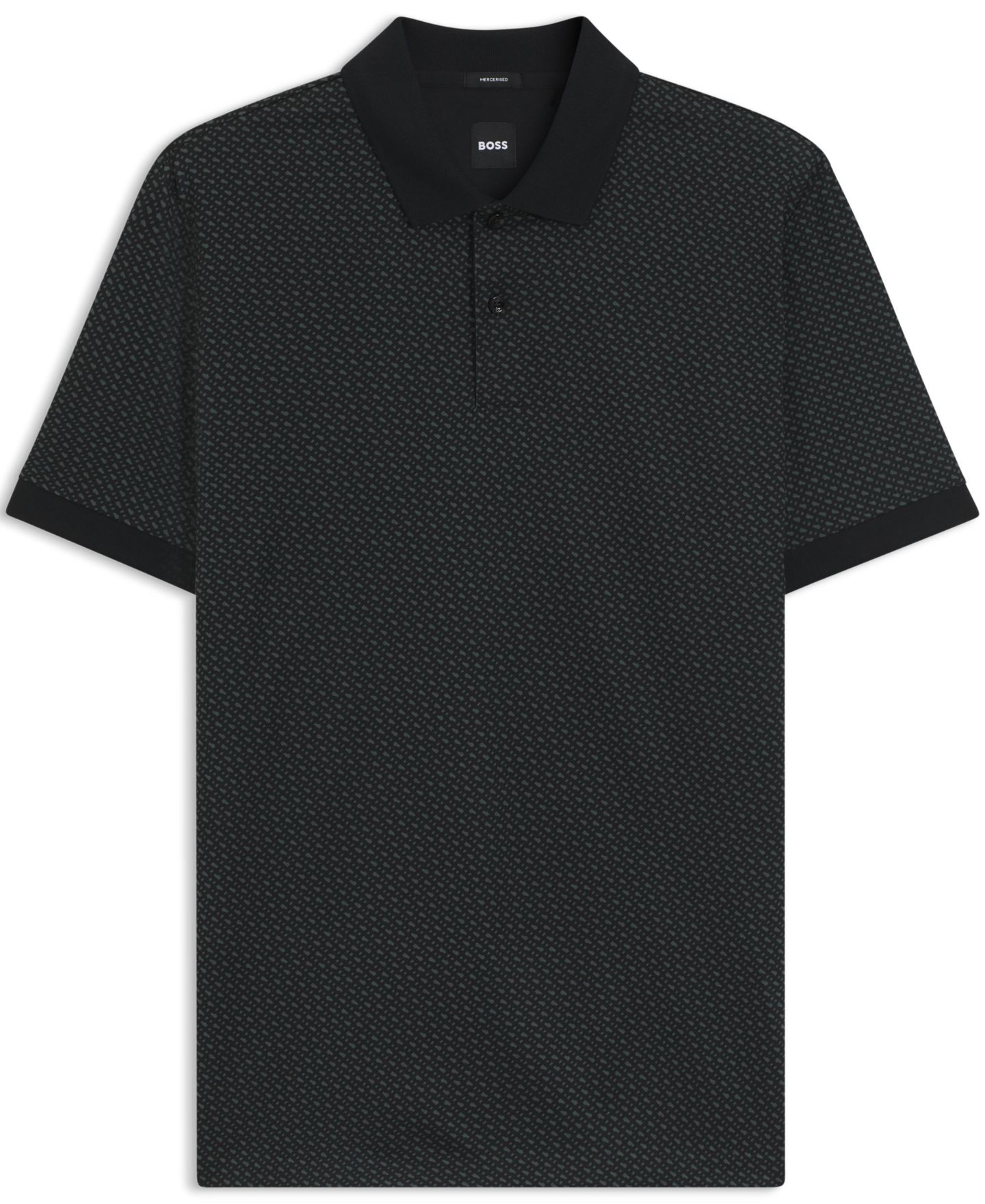 Мужское поло Hugo Boss Mercerized-Cotton Monogram Polo Shirt, цвет: Чёрный — фото 3