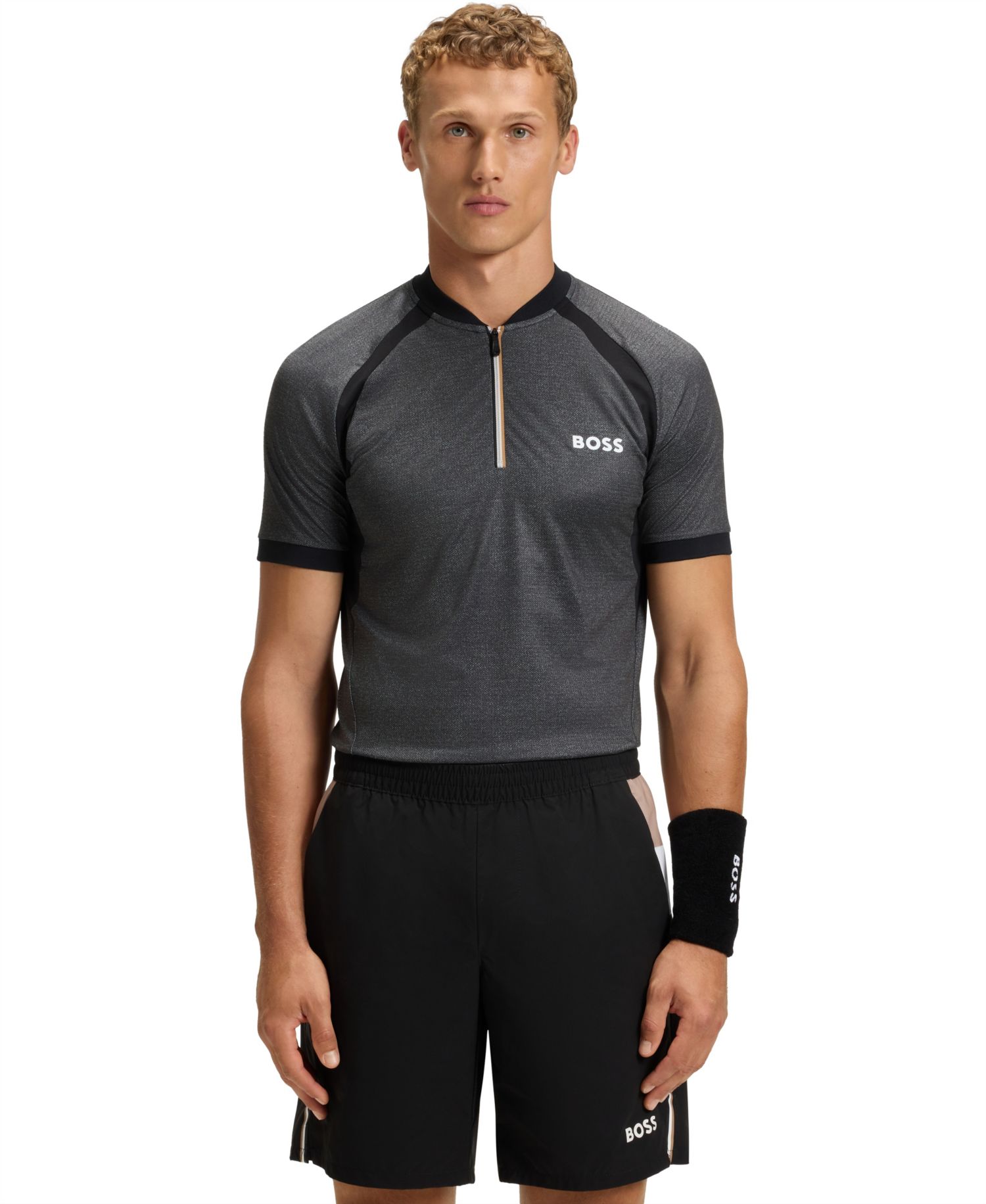 Men's Jersey Zip-Neck Slim-Fit Polo Shirt