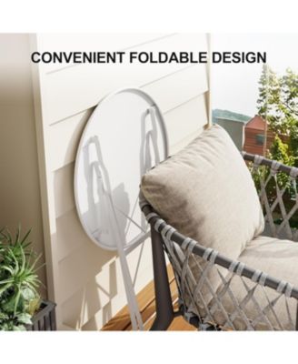 White 3-Piece Patio Bistro Set, Outdoor Folding Table & Chairs, Weather Resistant, Space Saving for Backyard & Balcony