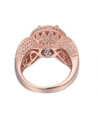 Suzy Levian Sterling Silver Round Cut Center Topaz Cocktail Ring