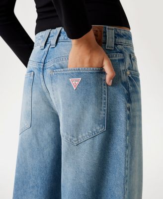 Women's Baggy Balloon Barrel Mid Rise Jeans