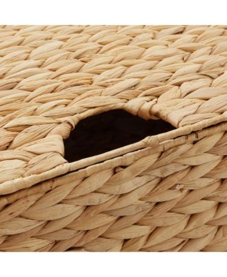 Set of 2 Water Hyacinth Storage Baskets (Medium/Large),  Multipurpose Organizer Rectangular Totes with Removable Lids