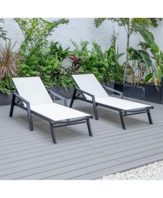Lounge Chair With Armrests in Black Aluminum Frame, Set of 2