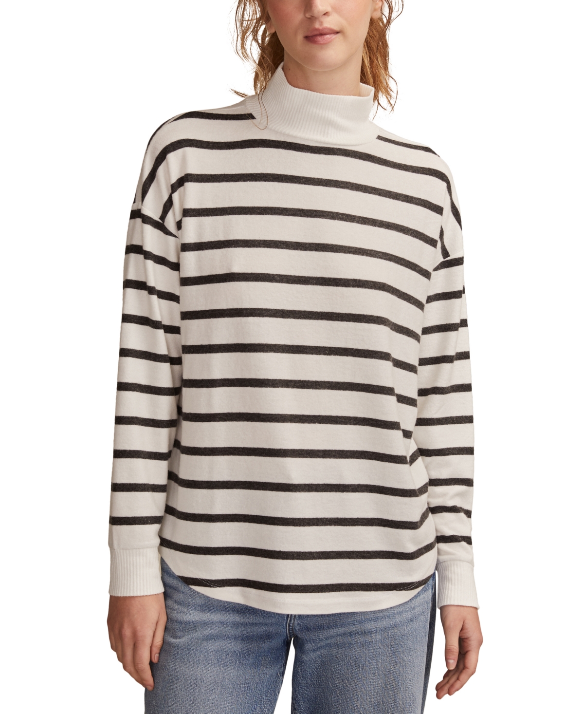 Lucky Brand Cloud Stripe Mock Neck Knit Top