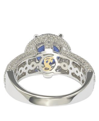 Suzy Levian Sterling Silver Sapphire & Created White Sapphire Round-Cut Ring