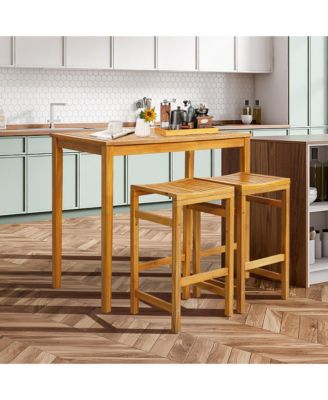 45'' Rectangular Bar Height Dining Table Outdoor Acacia Wood Bar Table Indonesia Teak