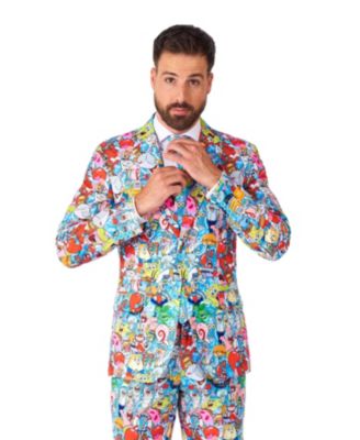 Men's Suit - Official SpongeBob Nickelodeon Clothing - Multicolor - Party Outfit