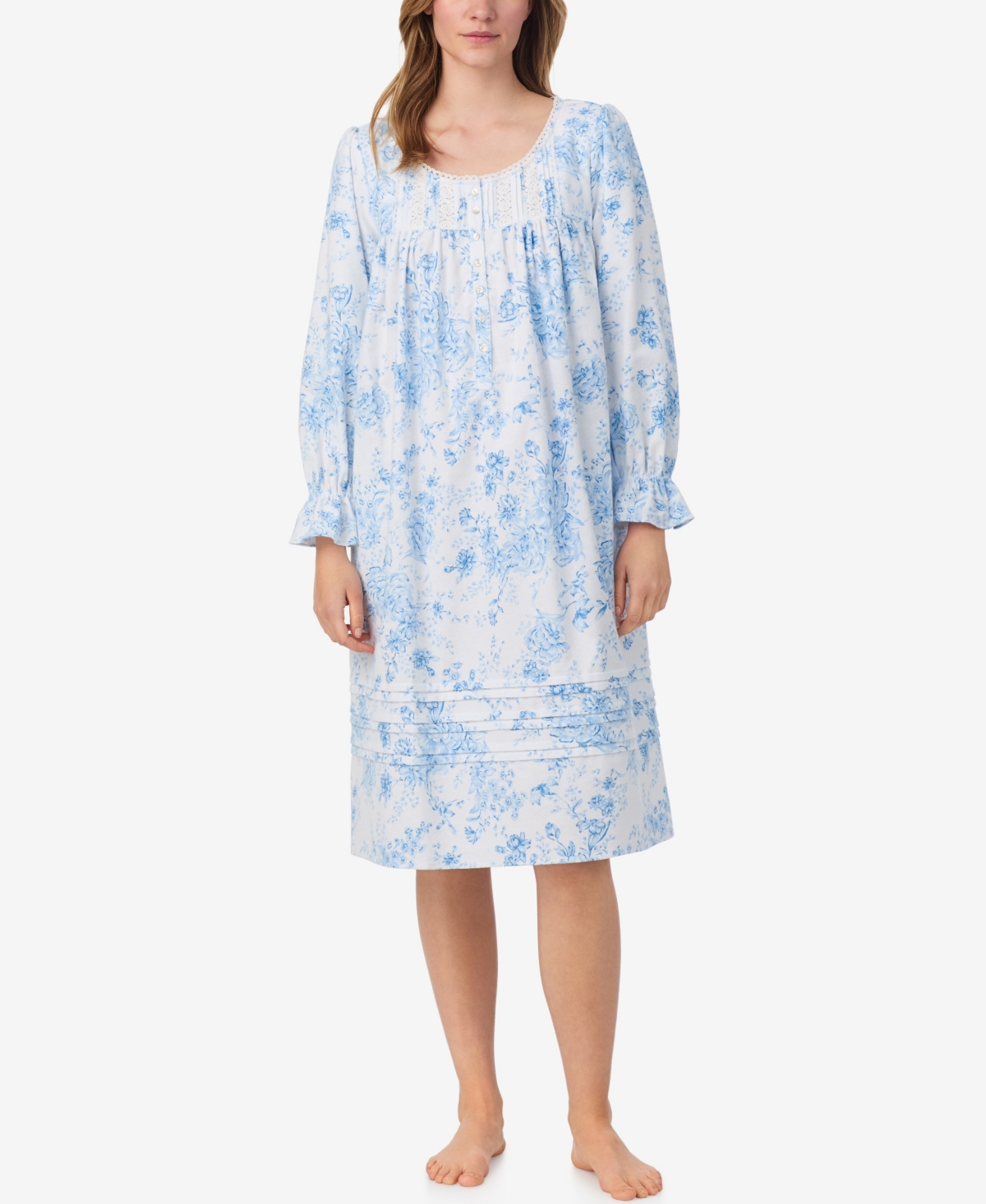Eileen West Women's Long Sleeve Waltz Nightgown In Blue