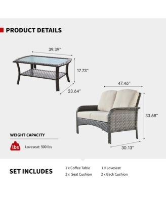 4 Pieces Patio Fruniture Set,Outdoor Wicker Sofa with Outdoor Wicker Sofa with Chairs,Coffee Table,High Back Loveseat with Thickened Cushion