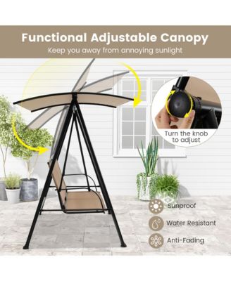 2-Person Patio Swing Seat Swing Bench Canopy Swing Loveseat Outdoor
