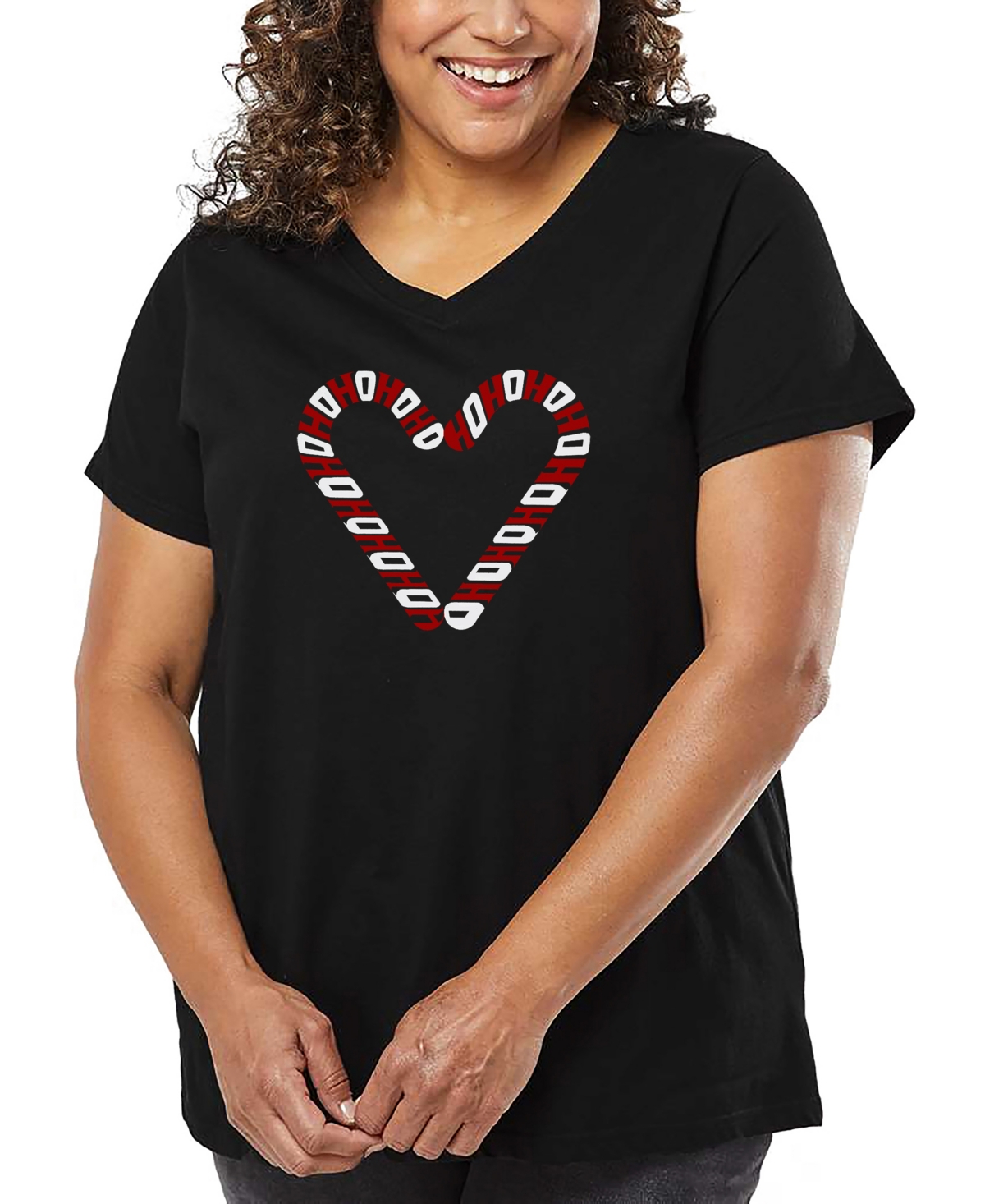 La Pop Art Plus Size Have Yourself A Merry Little Christmas Word Art V-neck T-shirt In Black