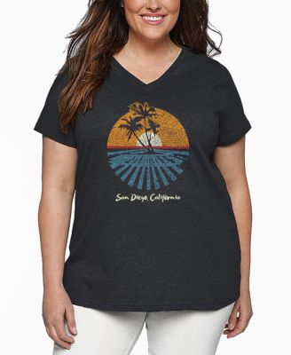 Plus Size Cities In San Diego Word Art V-Neck T-Shirt