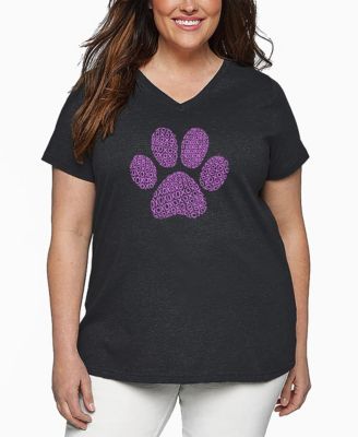 Plus Size XOXO Dog Paw Word Art V-Neck T-Shirt
