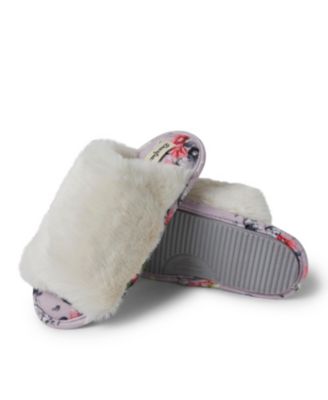Women's Louise Fuzzy Cross Band Slide Slipper with Eyemask Gift Set