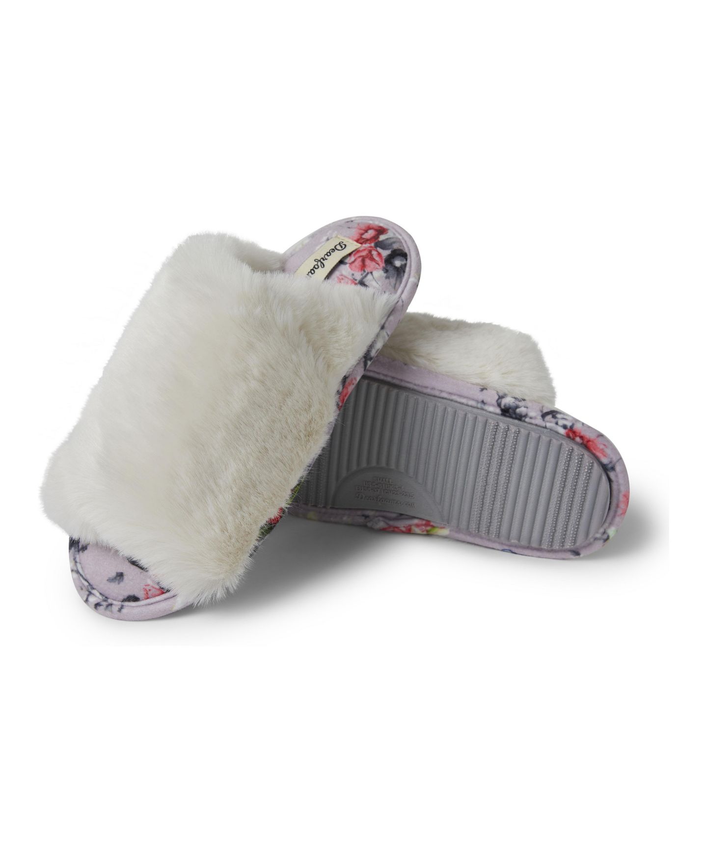 Женские тапочки Dearfoams Louise Fuzzy Cross Band Slide Slipper with Eyemask Gift Set, цвет: Муслиновый — фото 3