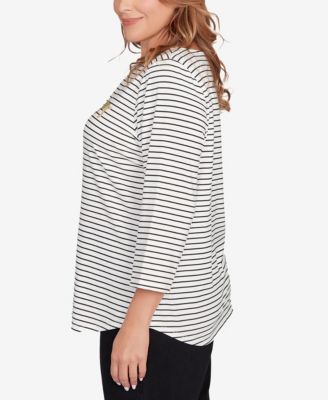 Plus Size Holiday Dogs Striped Knit Top
