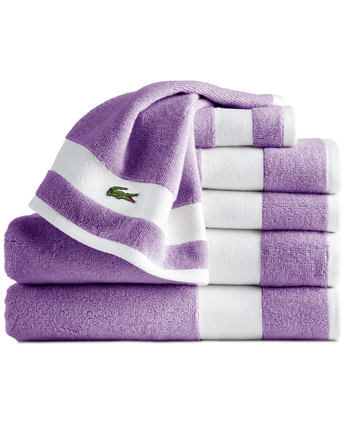 Lacoste Home Heritage Sport Stripe Logo Cotton 6-pc. Bath Towel Set In Gray