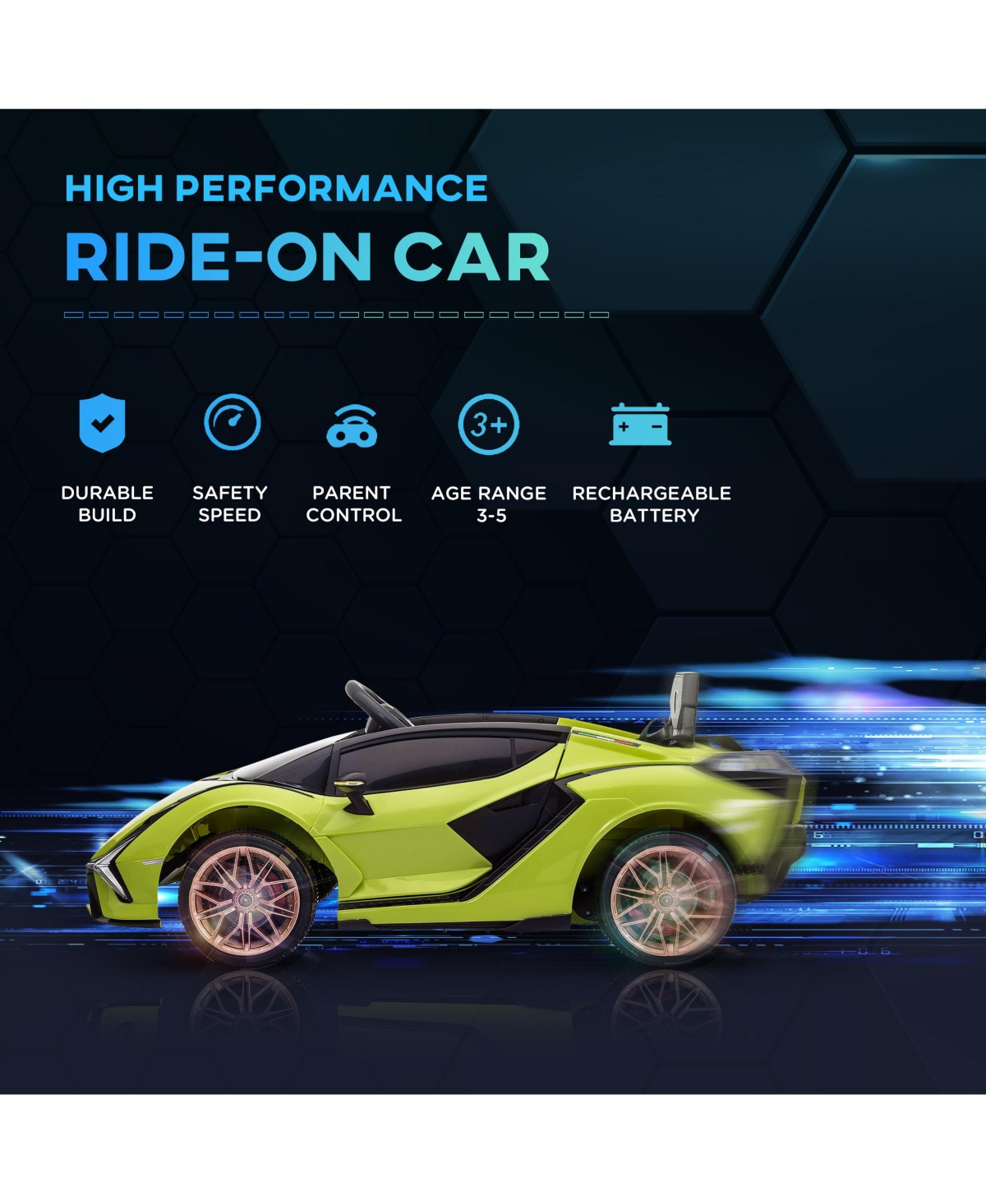 Aosom 12V Lamborghini Sian Licensed Electric Car for Kids,