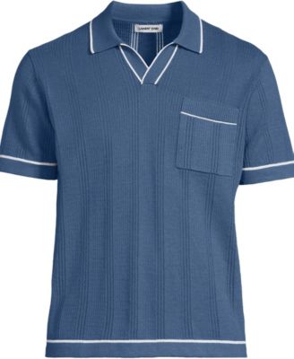 Men's Short Sleeve Textured Tipped Sweater Polo