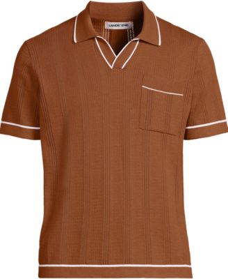 Men's Short Sleeve Textured Tipped Sweater Polo