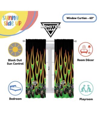 Monster Jam Curtains for Kids Bedroom 4-Piece Drape Set Pack of 2