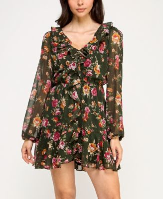 【8/31迄】Monotone Floral Slit Sleeve Dress Dress the Population Alessandra Floral Sequin V-Neck Long