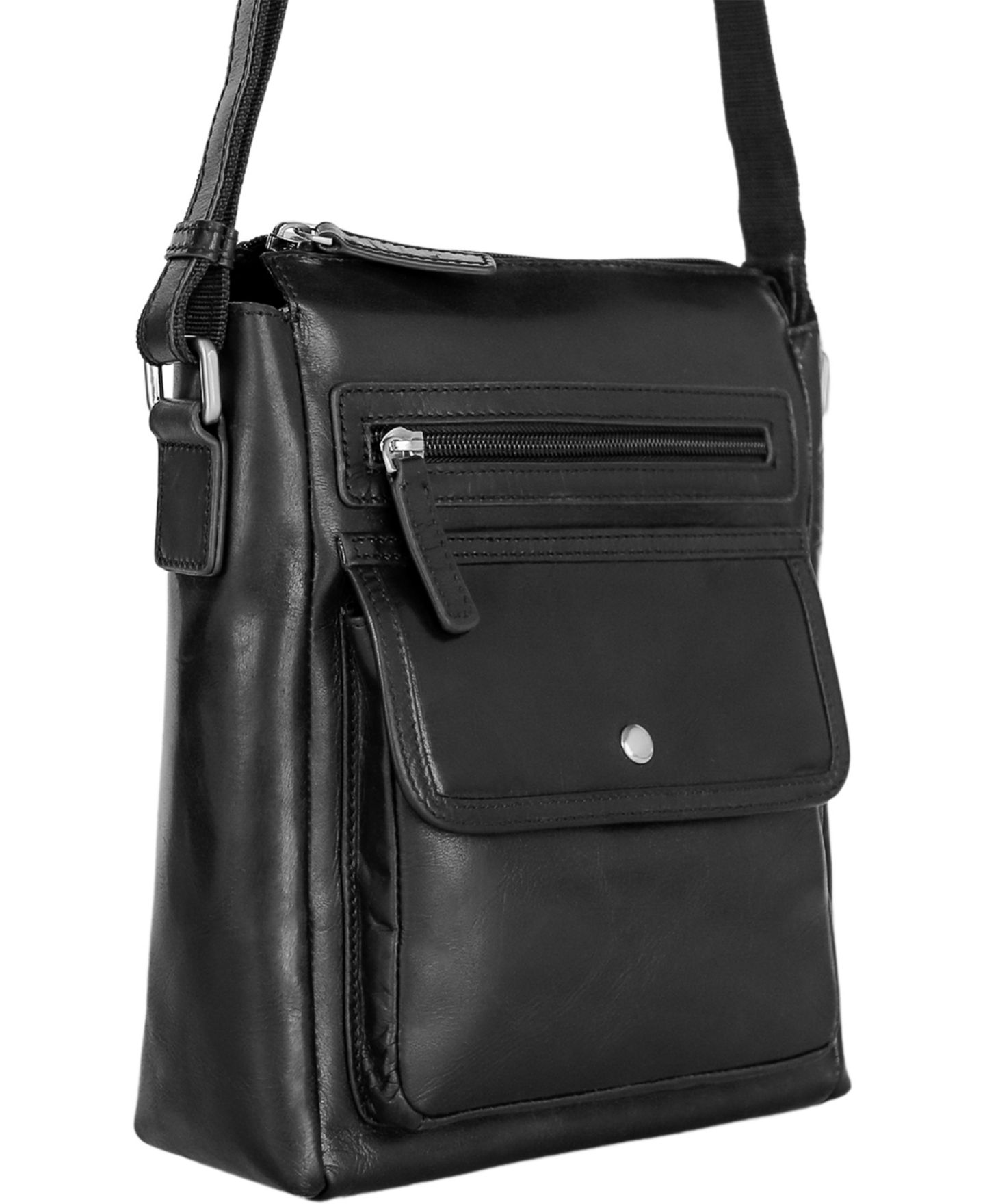Мужская сумка Mancini Everyday Leather Crossbody, цвет: Чёрный — фото 2