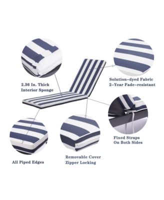 75 Inch Blue Striped Chaise Lounge Cushion Set with Removable Covers