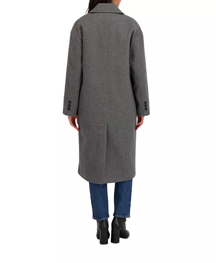 Women's Long Oversized Double Breasted Faux Wool Coat - thumbnail 6