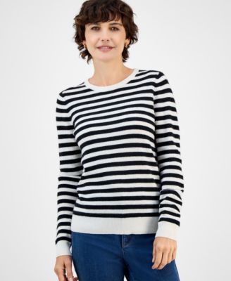 Charter Club - Petite Striped Cashmere Sweater