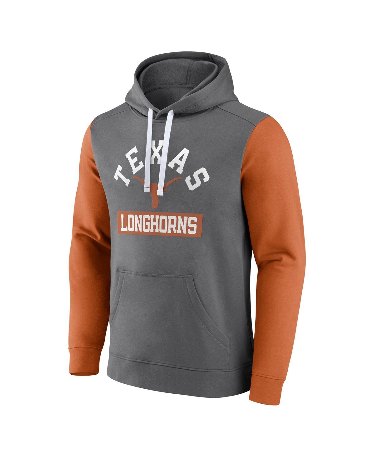 Fanatics Men's Gray Texas Longhorns Extra Point Color-block Pullover Hoodie In Gray