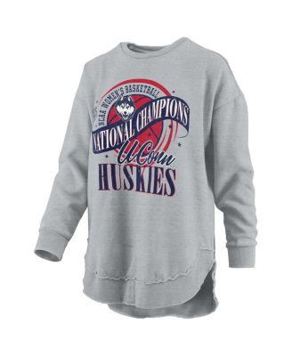 Women's&nbsp;Gray UConn Huskies 2025 WBB National Champions M&eacute;lange Poncho Pullover Sweatshirt