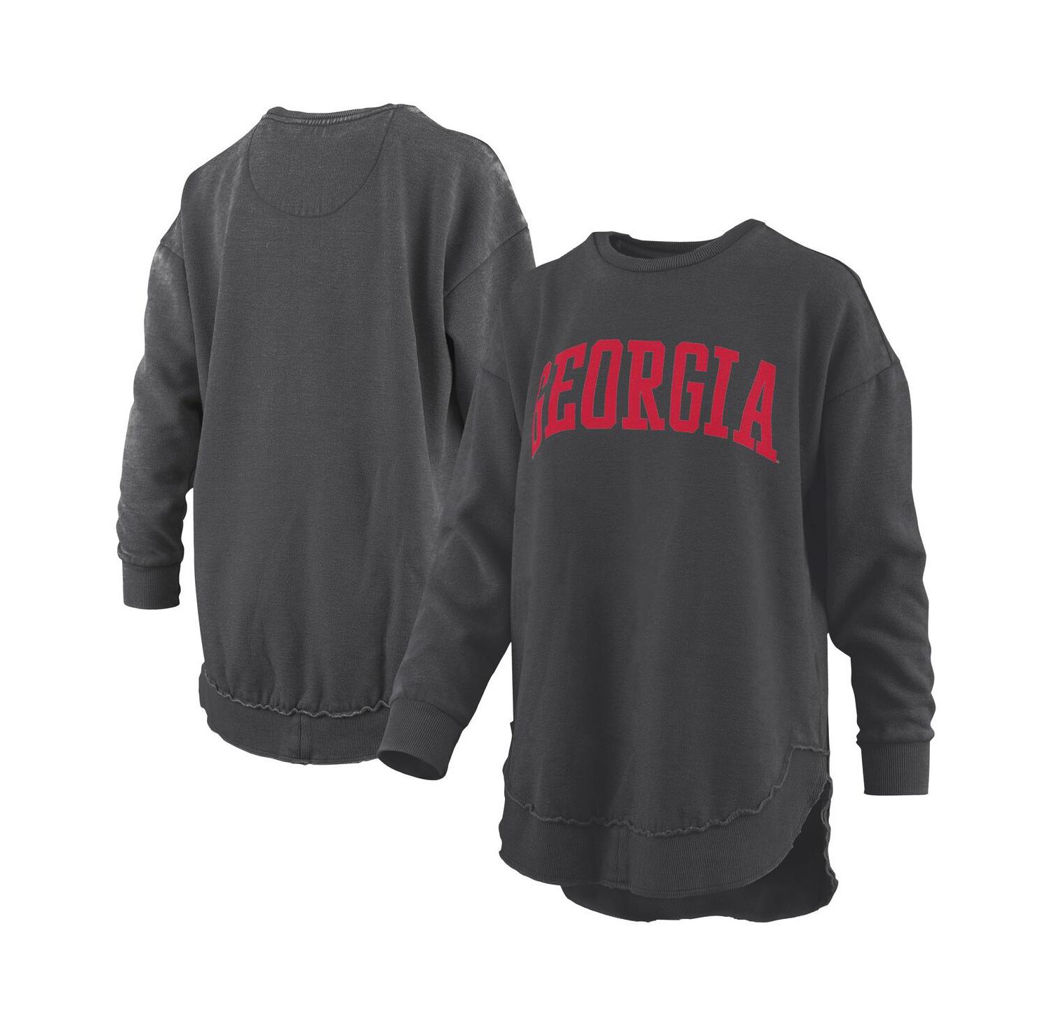 Women's Black Georgia Bulldogs M&eacute;lange Poncho Vintage Fleece Long Sleeve Pullover Sweatshirt