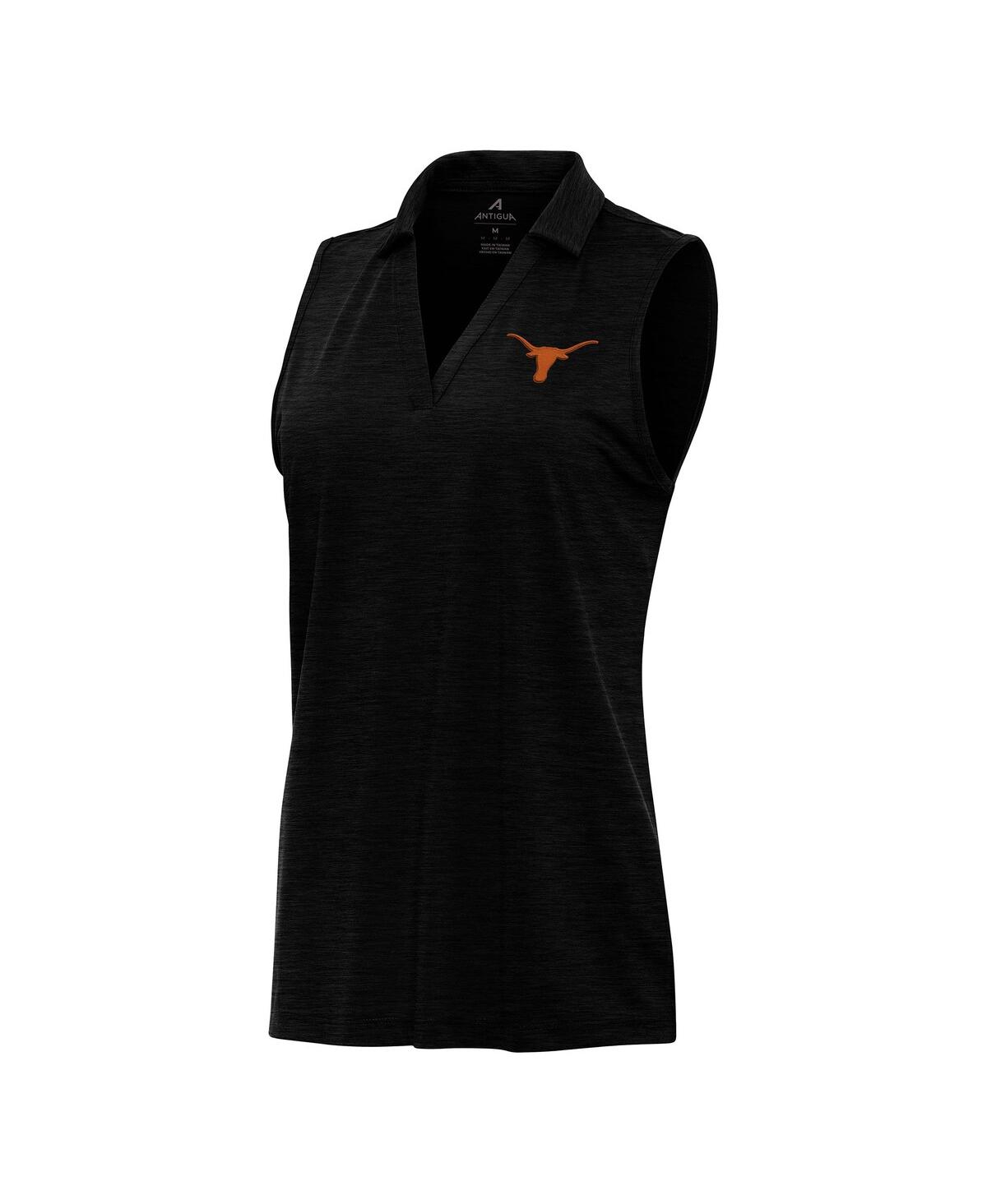 Antigua Women's Heather Black Texas Longhorns Layout Sleeveless V-neck Polo Shirt