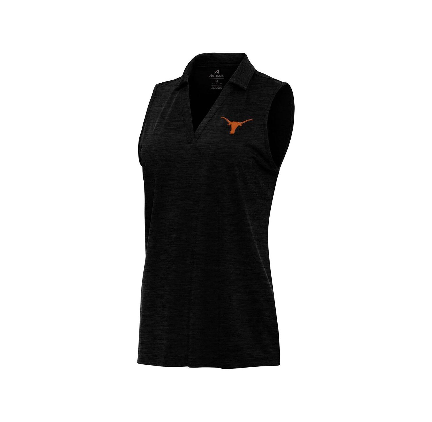 Women's Heather Black Texas Longhorns Layout Sleeveless V-Neck Polo Shirt