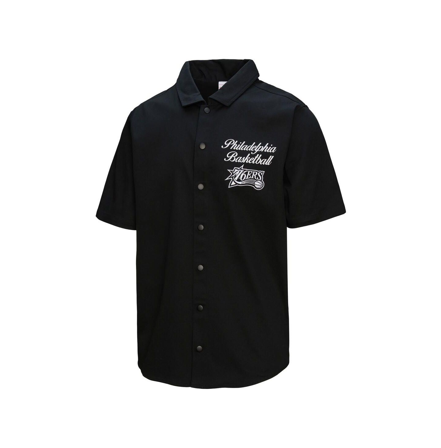 Мужская рубашка Mitchell & Ness Black Philadelphia 76ers Hardwood Classics Camp — фото 3
