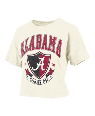 Women's Cream Alabama Crimson Tide Buckler Vintage Cropped T-Shirt