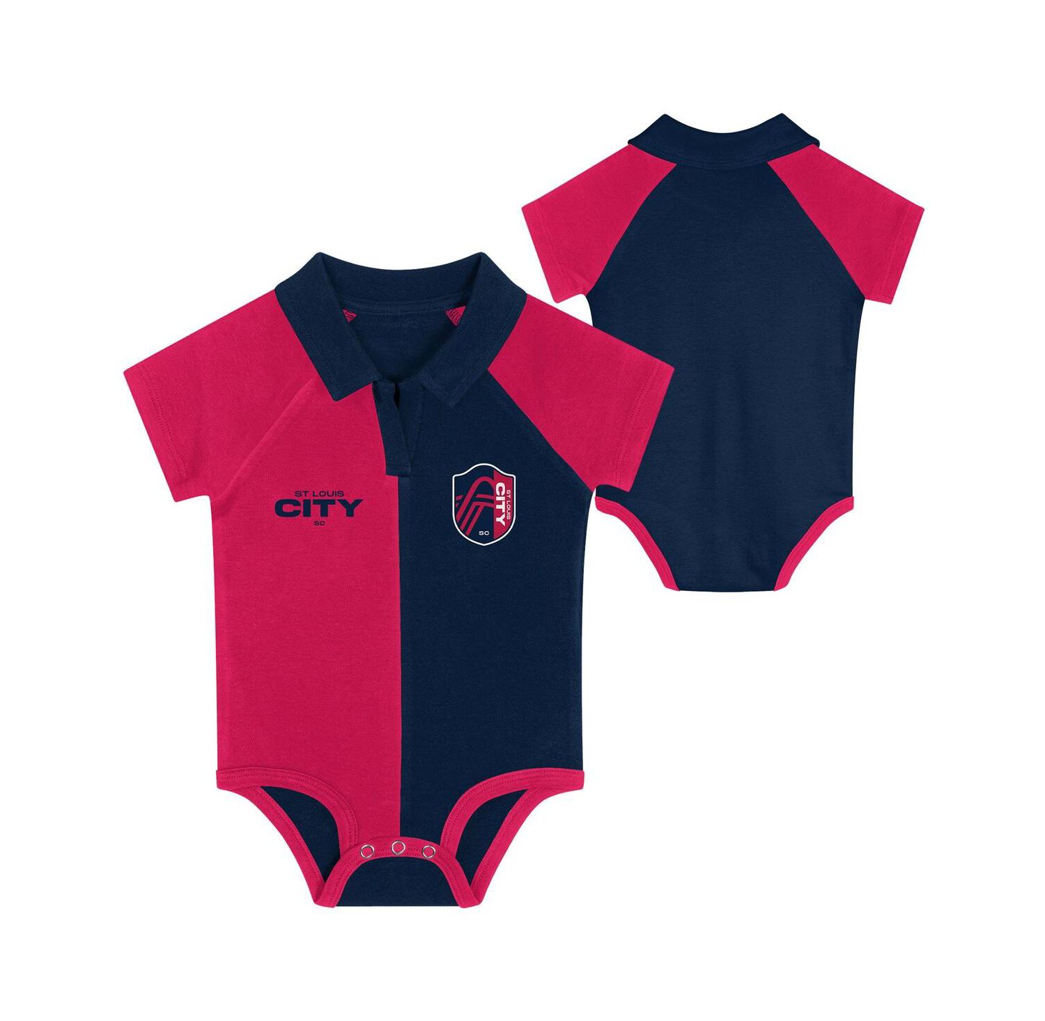 Newborn Red St. Louis City SC Newborn League Champ V-Neck Raglan Bodysuit