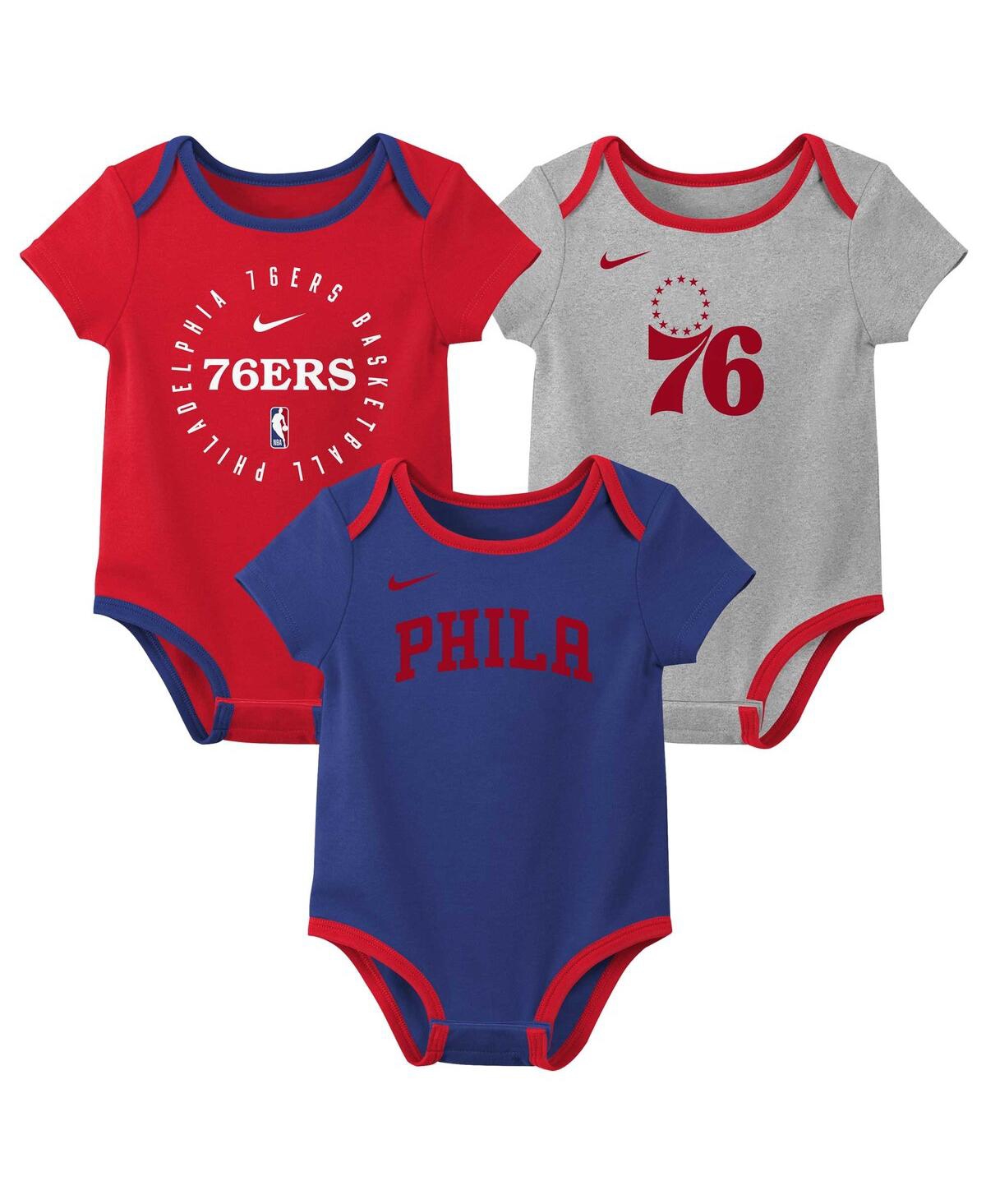 Nike Baby Boys and Girls Philadelphia 76ers 3-Pack Bodysuit Set - Red