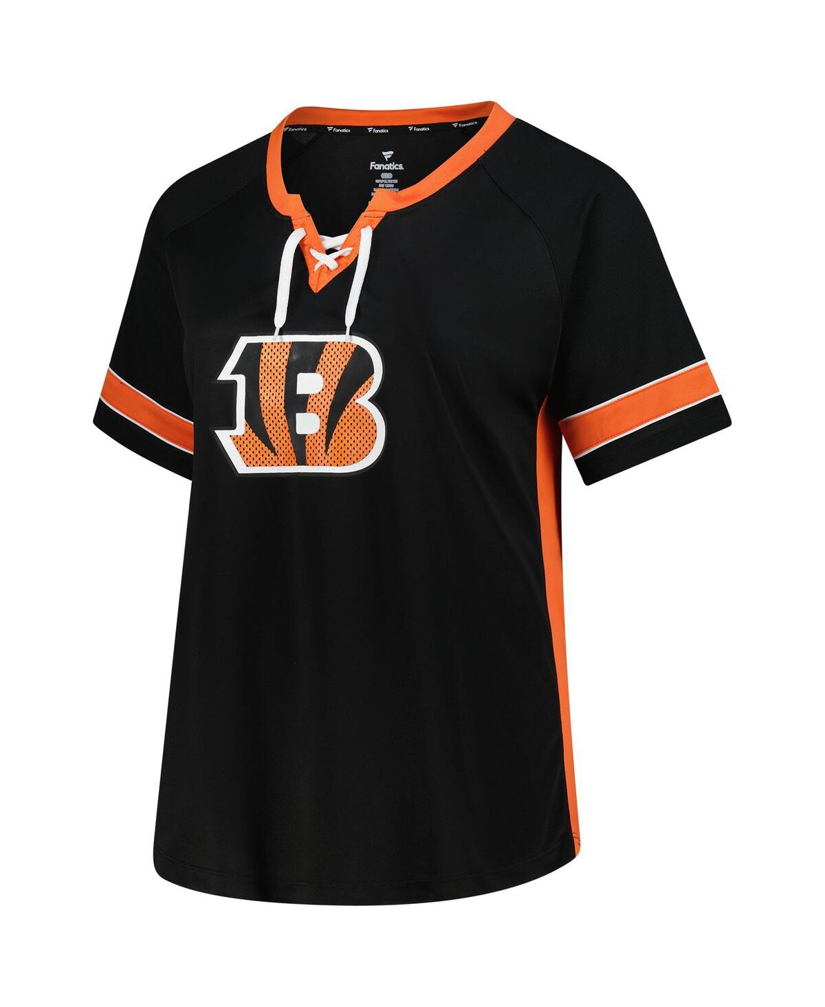 Fanatics Women'sâ Joe Burrow Black Cincinnati Bengals Plus Size Name Number Lace-up T-shirt In Black
