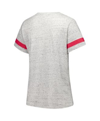 Women's Heather Gray Nebraska Huskers Plus Size Lace-Up V-Neck T-Shirt